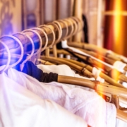 closet rack with clothes