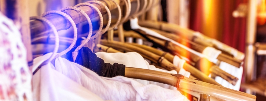 closet rack with clothes