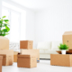 cardboard boxes in an empty apartment