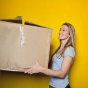 woman holding box