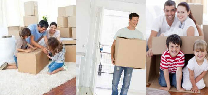 Photo of a family moving from a house